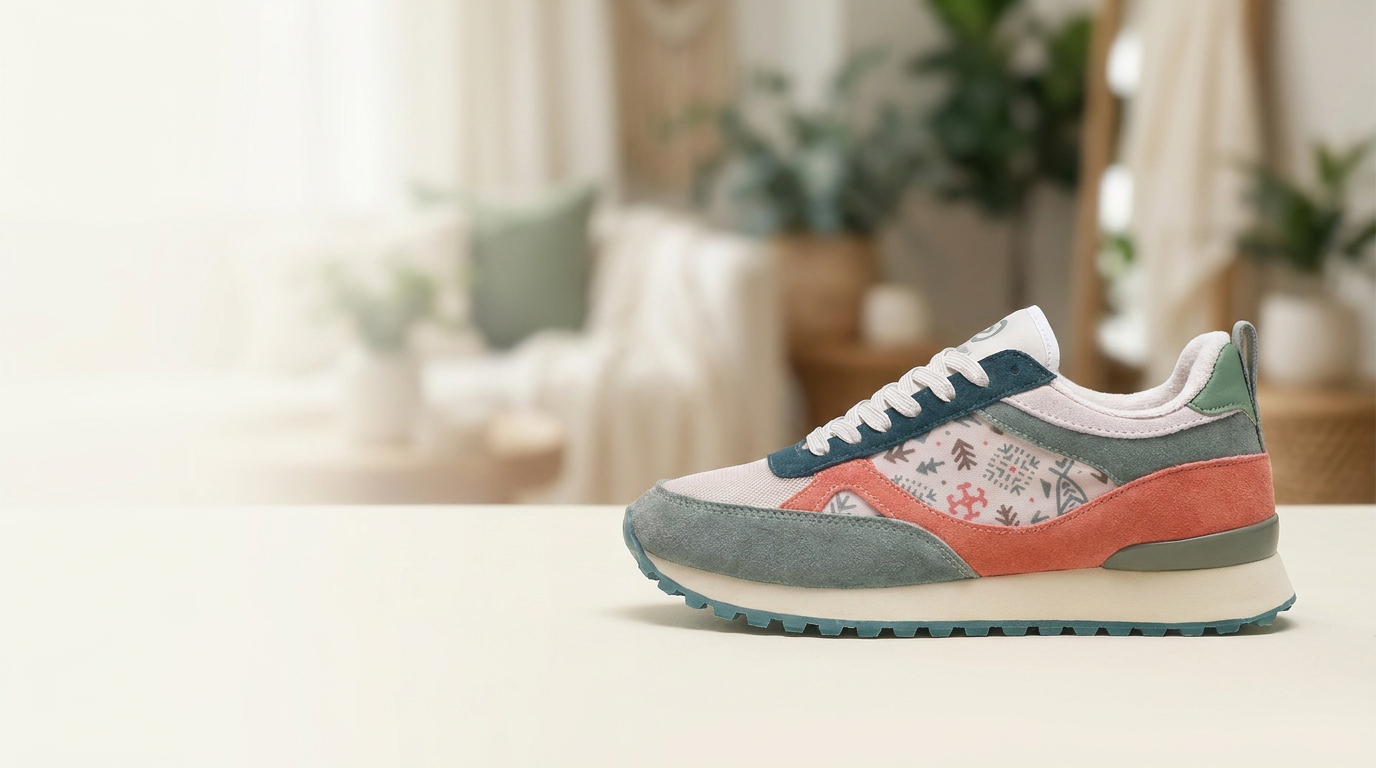 Novera walking shoe displayed in a bright home setting